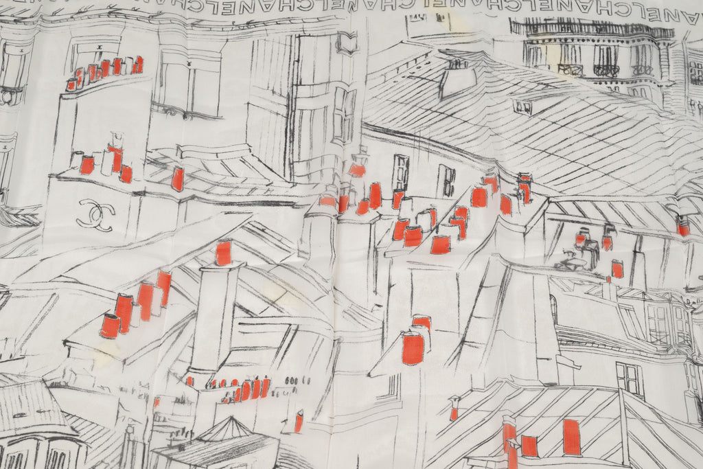 Chanel New "CC Roof" Shawl White Black