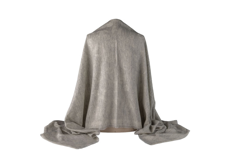 Chanel New Grey Cashmere Shawl With Logo