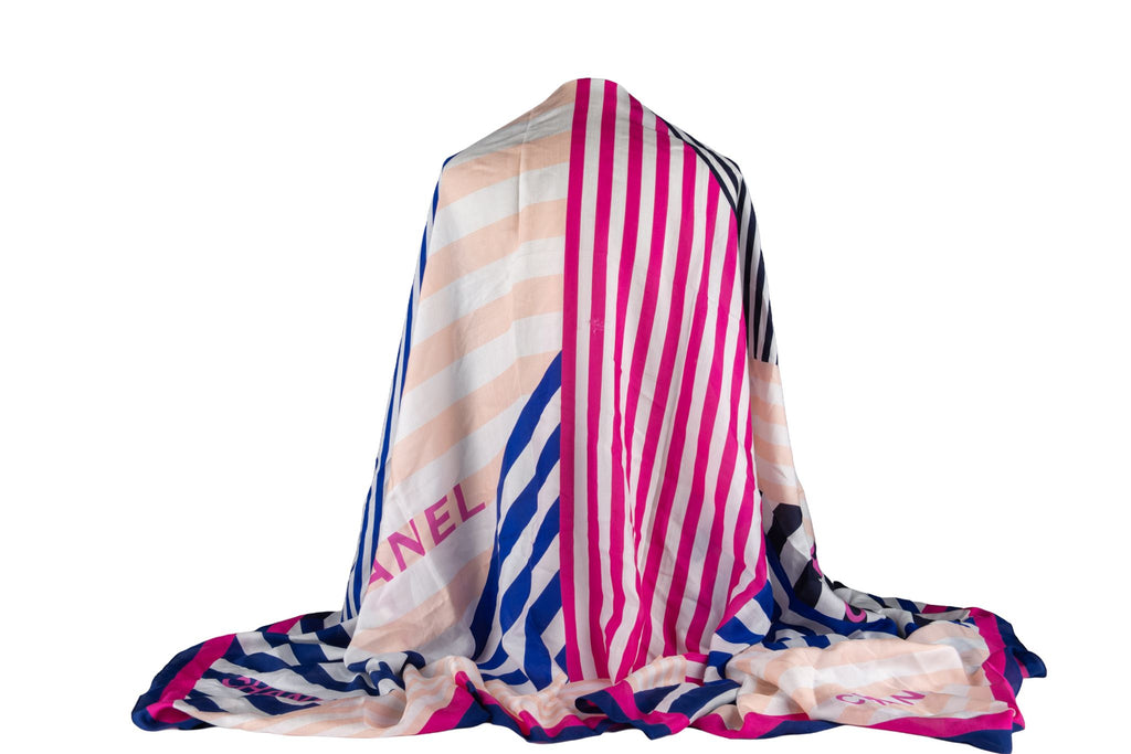 Chanel New Multi Stripe Silk Shawl