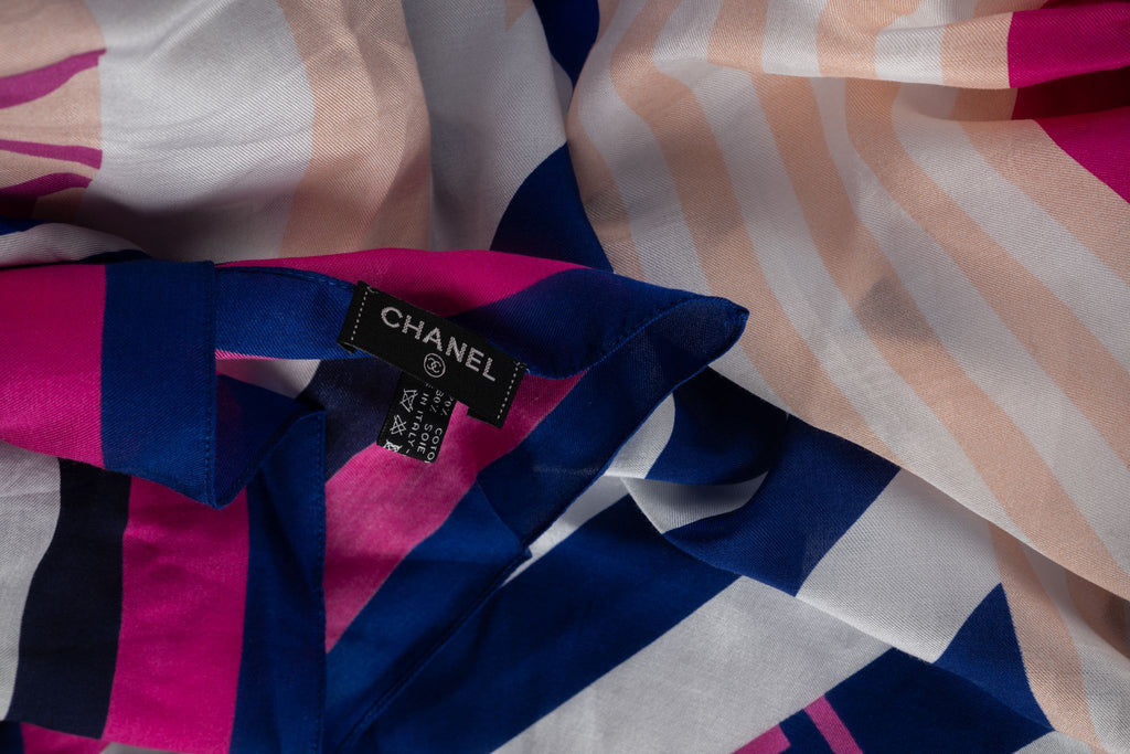 Chanel New Multi Stripe Silk Shawl
