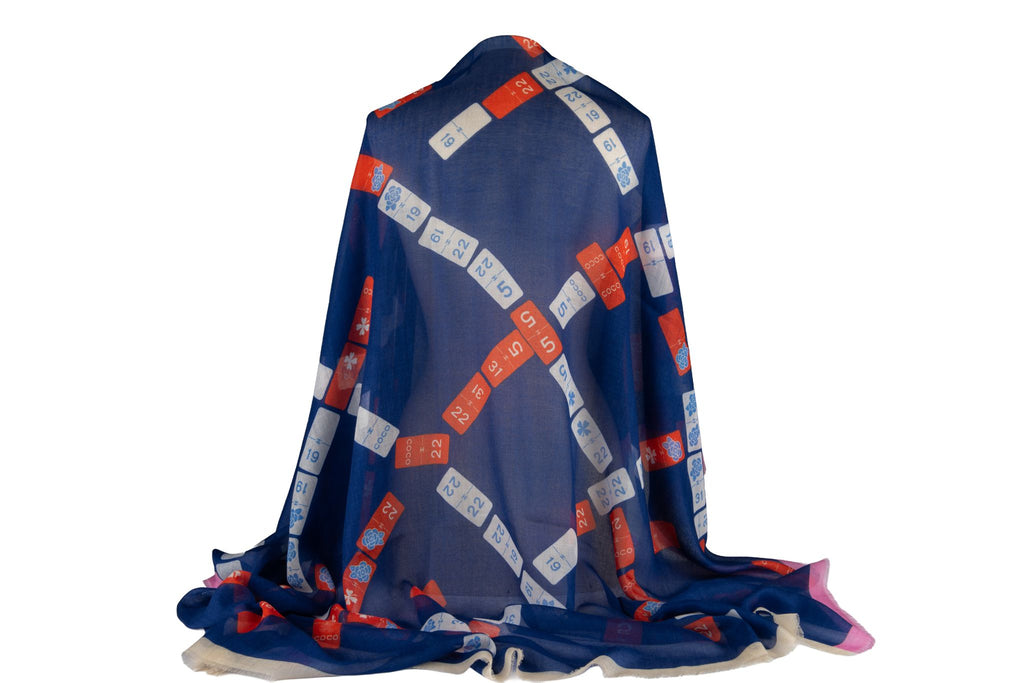 Chanel New Navy White Cashmere Shawl