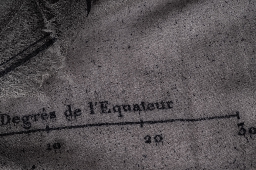 Chanel New Gray Cashmere Map Shawl