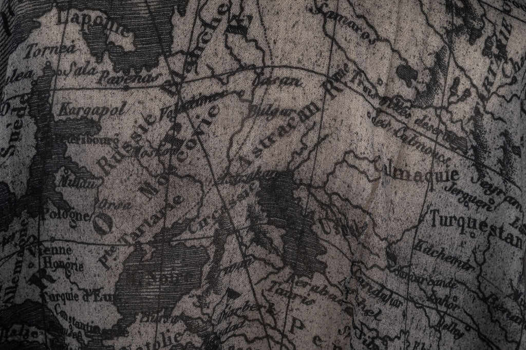 Chanel New Gray Cashmere Map Shawl