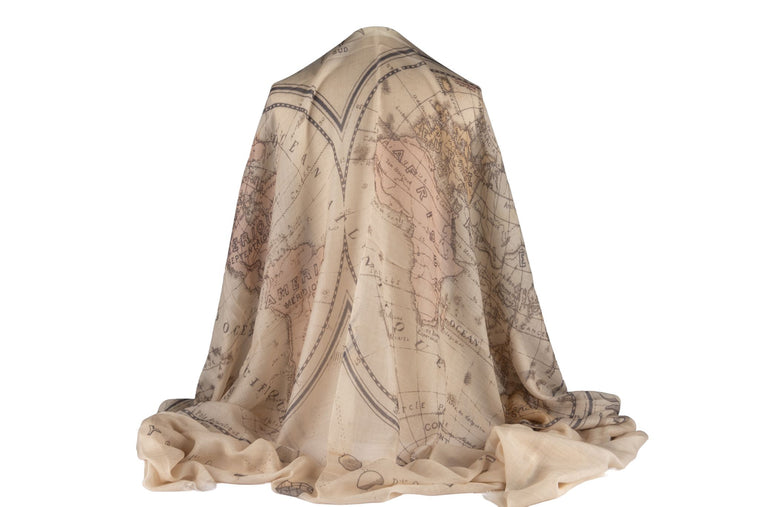 Chanel New World Map Cashmere Shawl