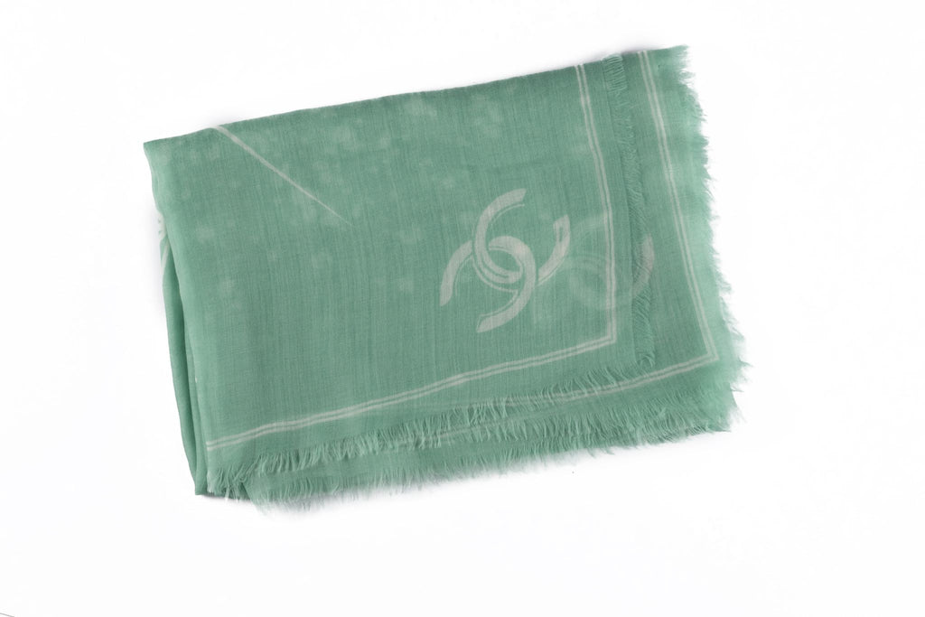 Chanel New CC Cashmere Aqua Shawl