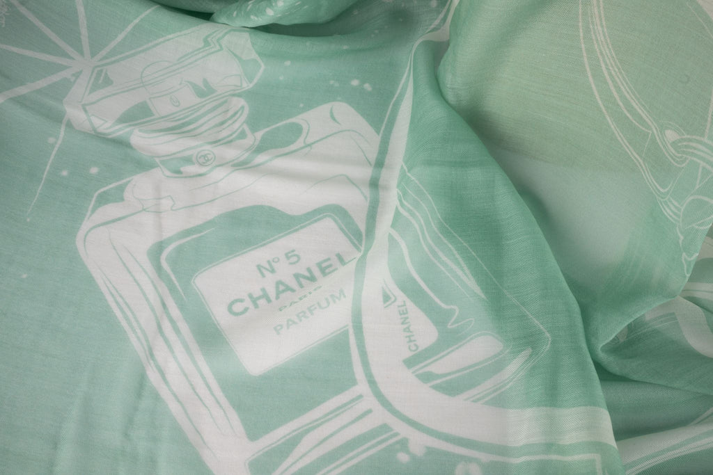 Chanel New CC Cashmere Aqua Shawl
