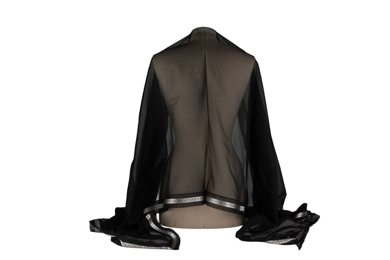 Chanel New Black CC Silk Chiffon Shawl