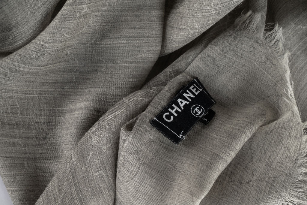 Chanel New  Grey Cashmere Shawl