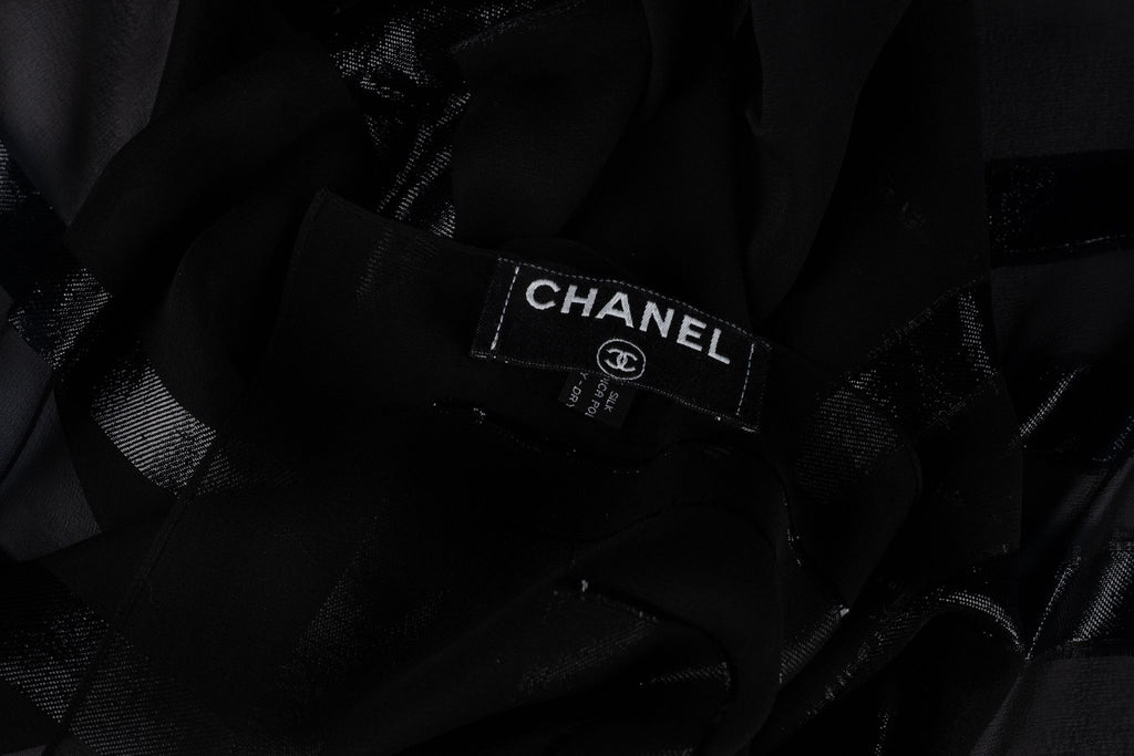Chanel New  Black CC Logo Silk Shawl