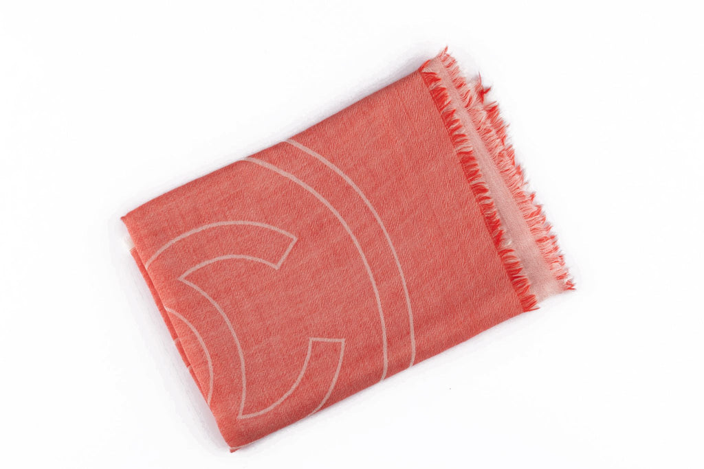 Chanel New CC Logo Coral Cashmere Shawl