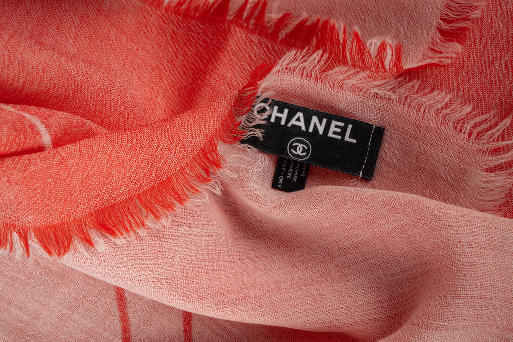 Chanel New CC Logo Coral Cashmere Shawl