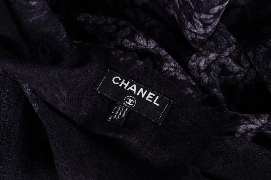 Chanel New Logo Purple Cashmere Shawl
