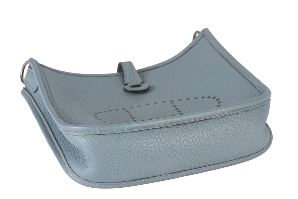 Hermès Blue Lin Mini Evelyne Cross Bag