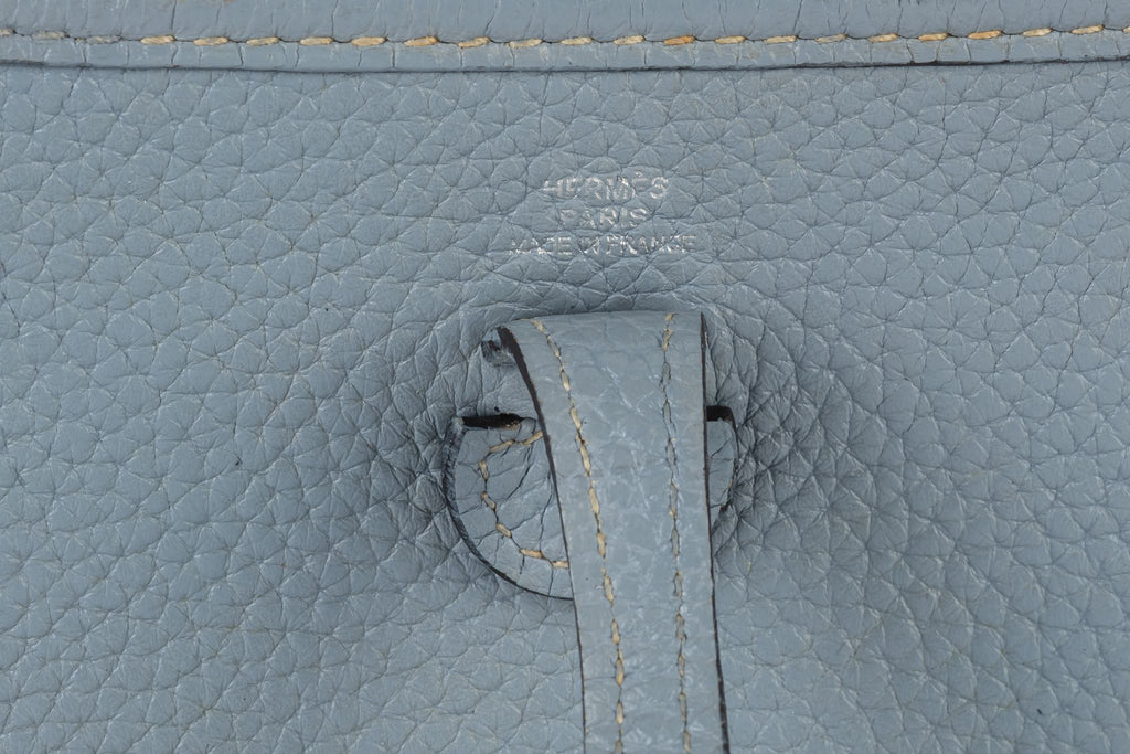 Hermès Blue Lin Mini Evelyne Cross Bag