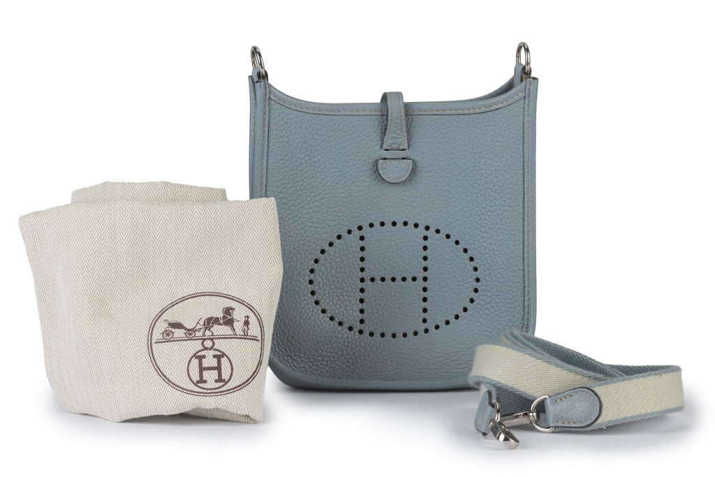 Hermès Blue Lin Mini Evelyne Cross Bag