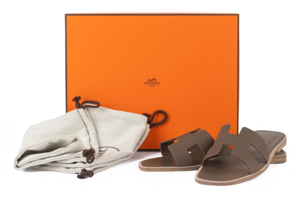 Hermès NIB Oran Sandal Etoupe 37.5
