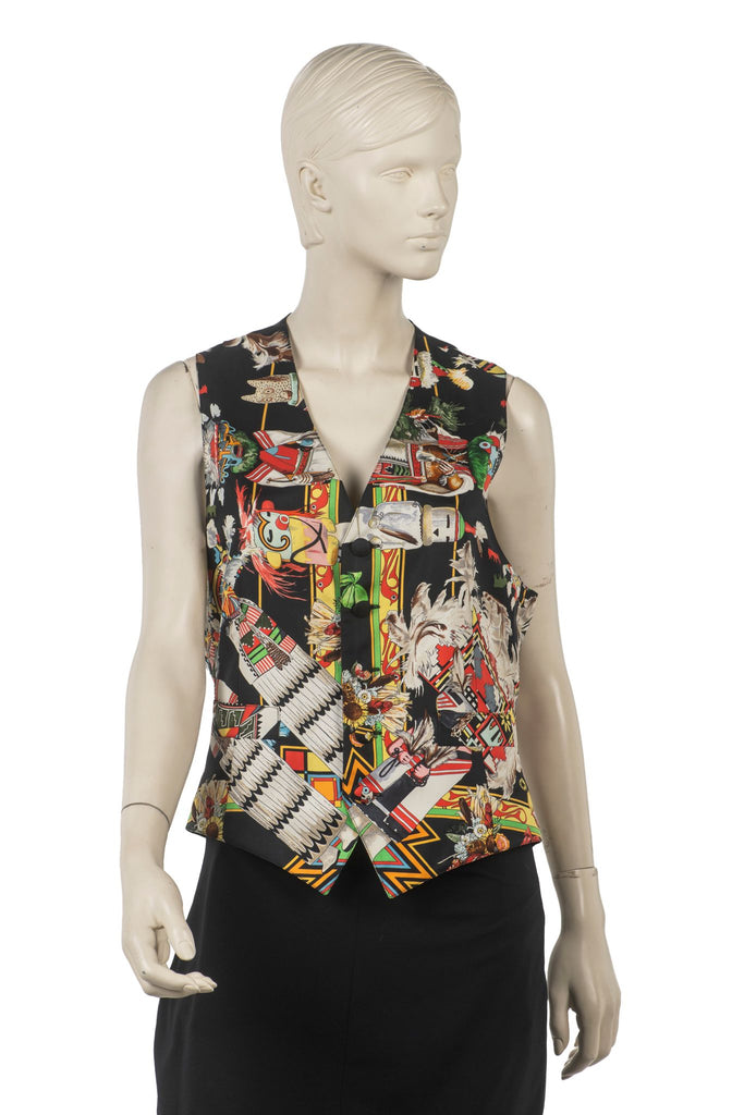 Hermès Black Kachinas Printed Silk Vest