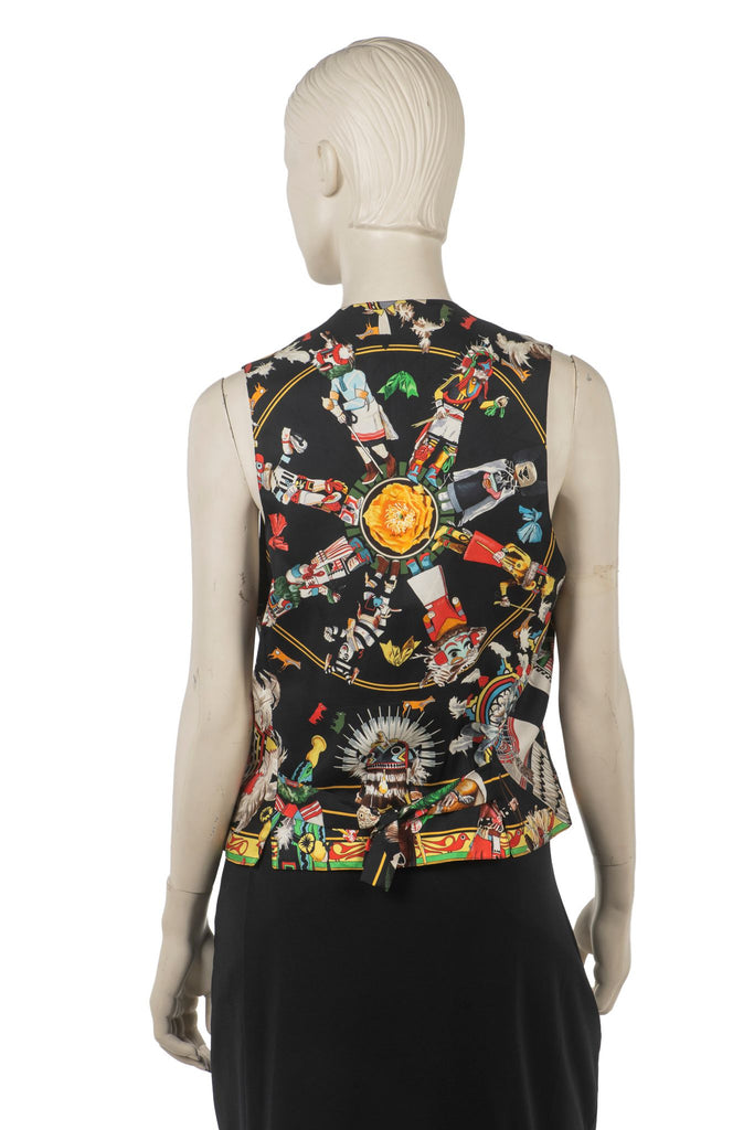 Hermès Black Kachinas Printed Silk Vest