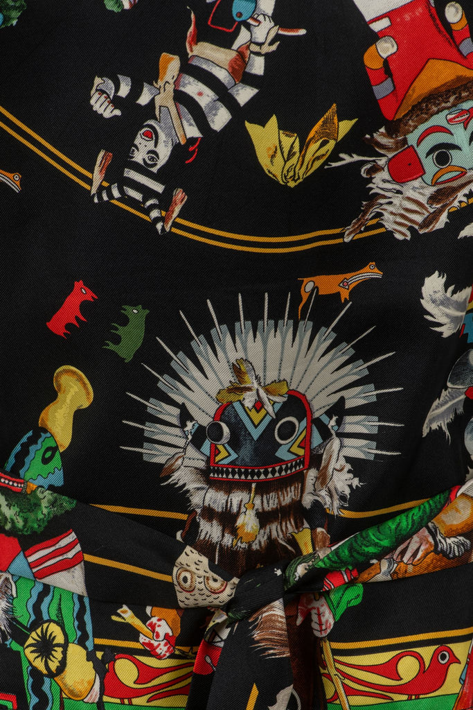 Hermès Black Kachinas Printed Silk Vest