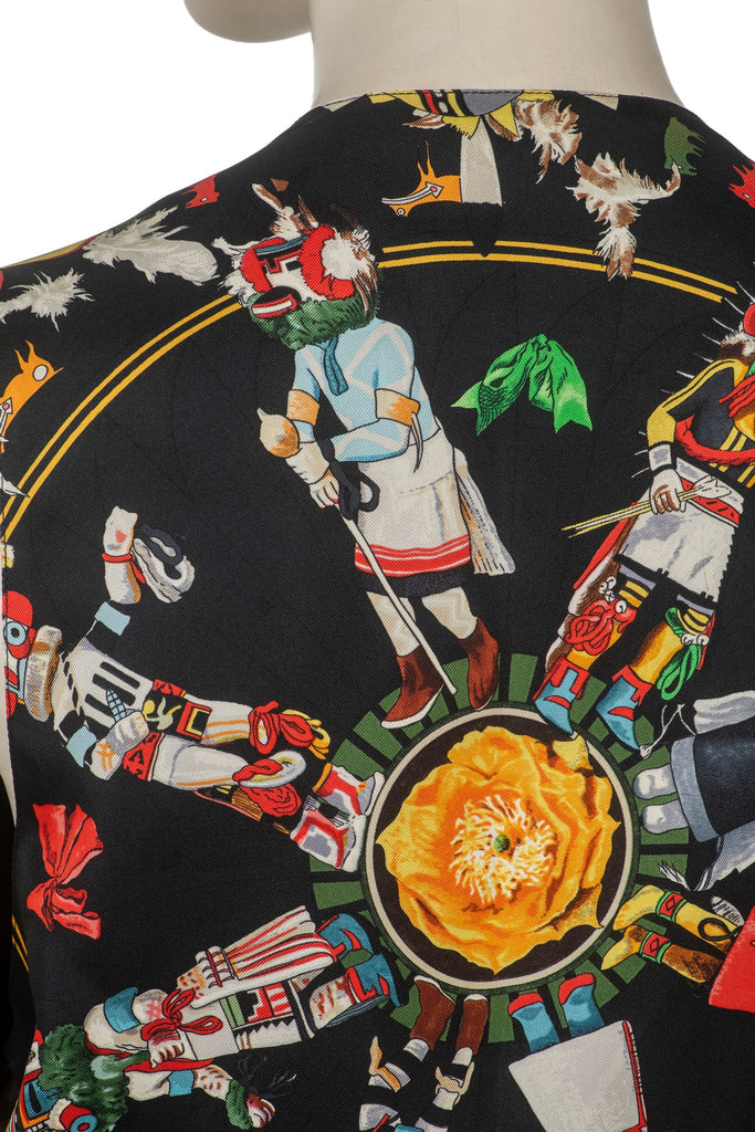 Hermès Black Kachinas Printed Silk Vest