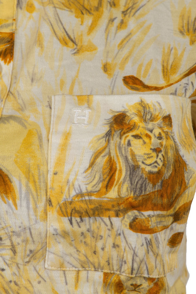 Hermès Lion Short Sleeve Cotton Shirt