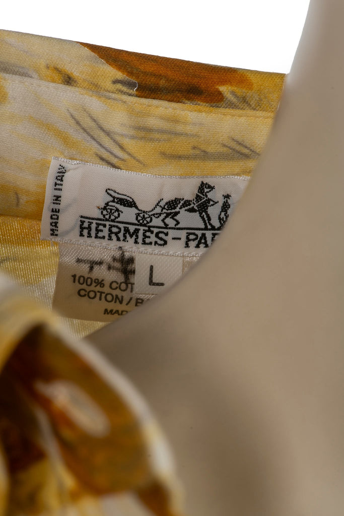 Hermès Lion Short Sleeve Cotton Shirt