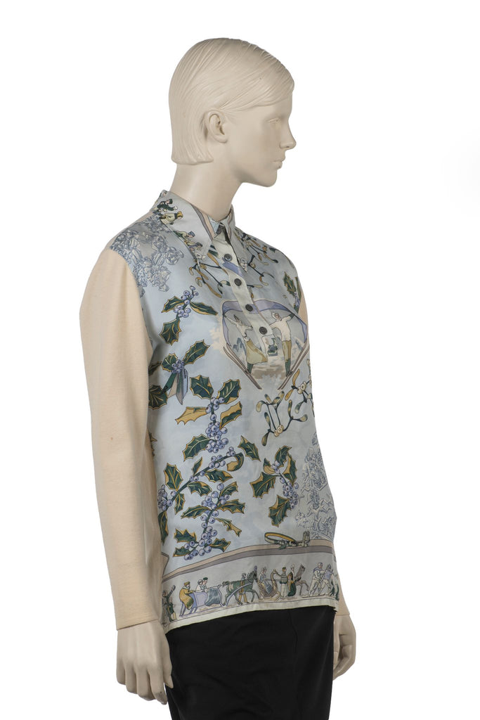Hermès Silk and Wool Niege d Antan Shirt