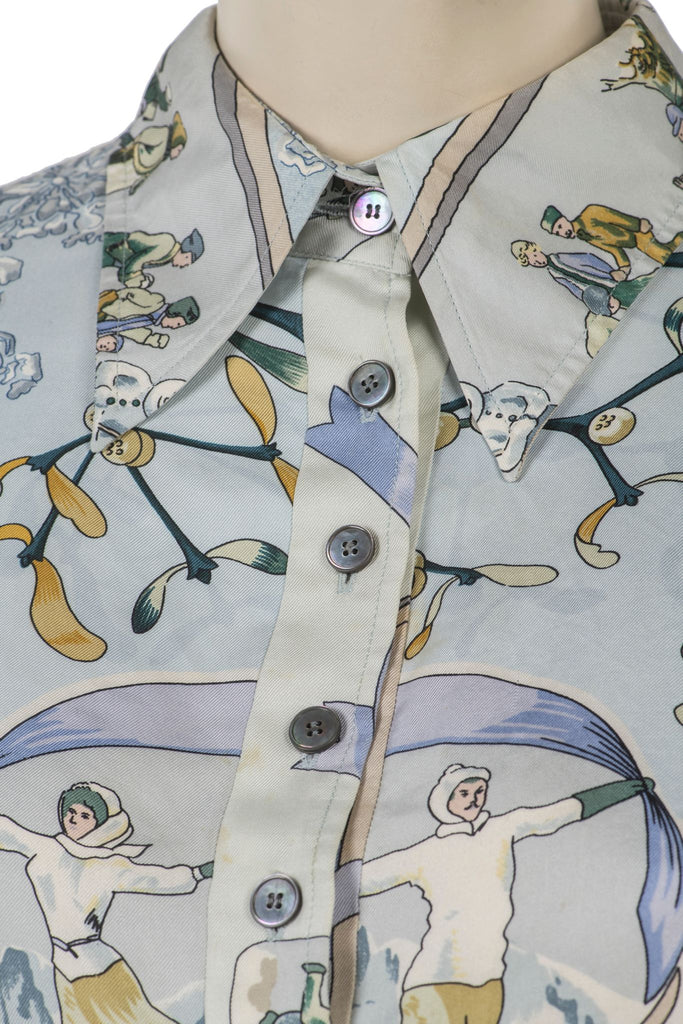 Hermès Silk and Wool Niege d Antan Shirt