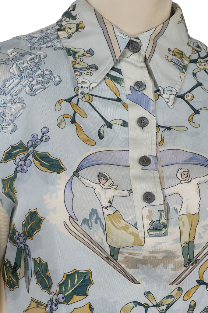 Hermès Silk and Wool Niege d Antan Shirt