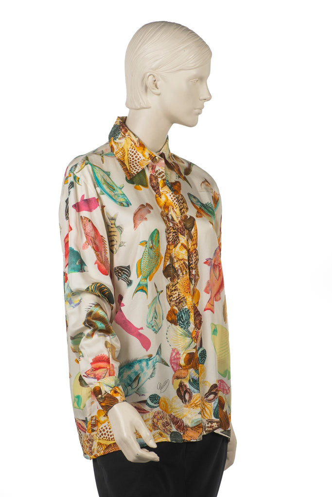 Gucci Silk Fish Print Shirt 1990s