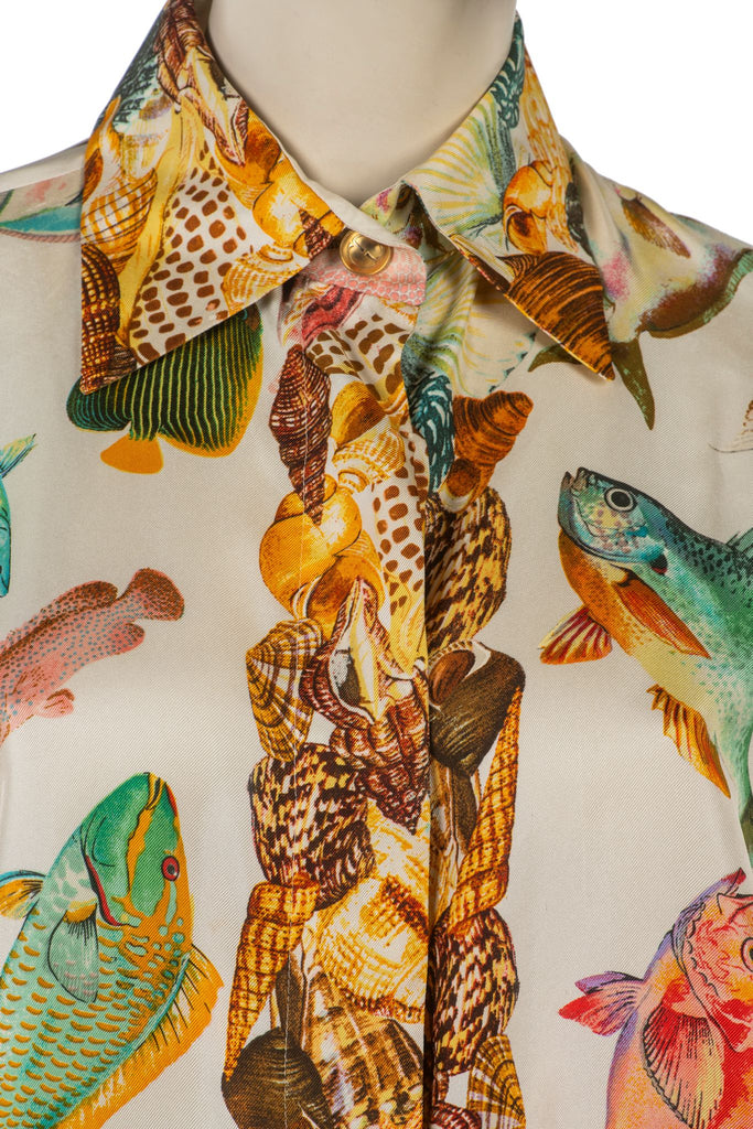 Gucci Silk Fish Print Shirt 1990s
