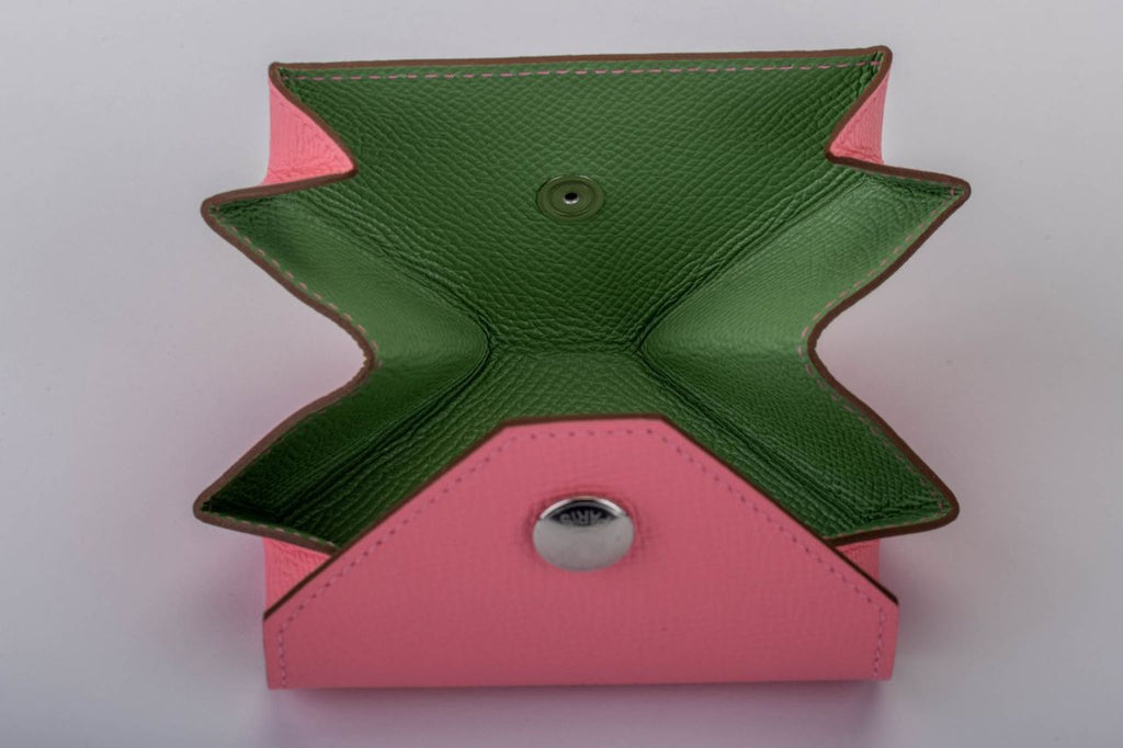 Hermes BNIB Verso Pink Greean Coin Case