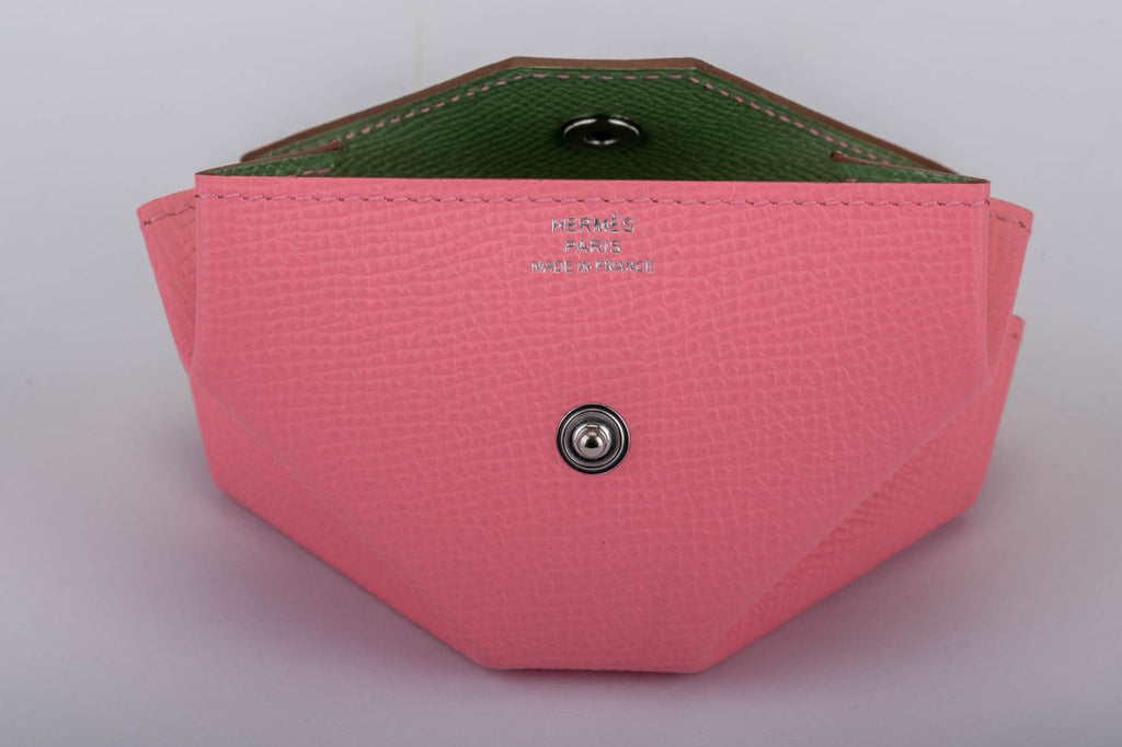 Hermes BNIB Verso Pink Greean Coin Case