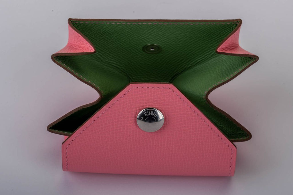 Hermes BNIB Verso Pink Greean Coin Case