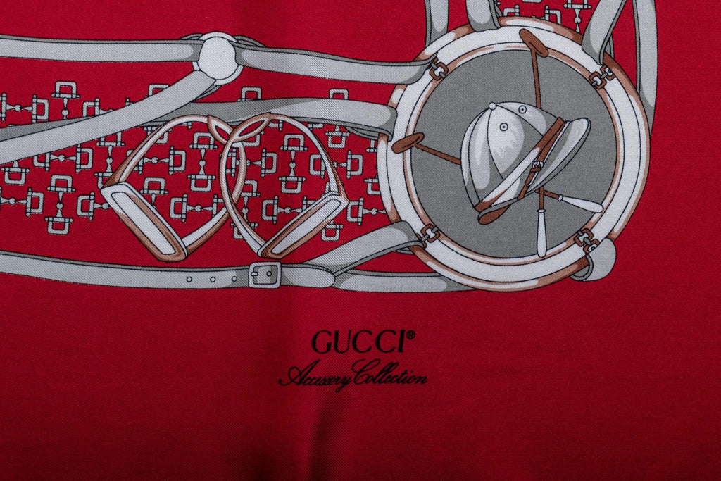Gucci Red Silk Equestrian Scarf