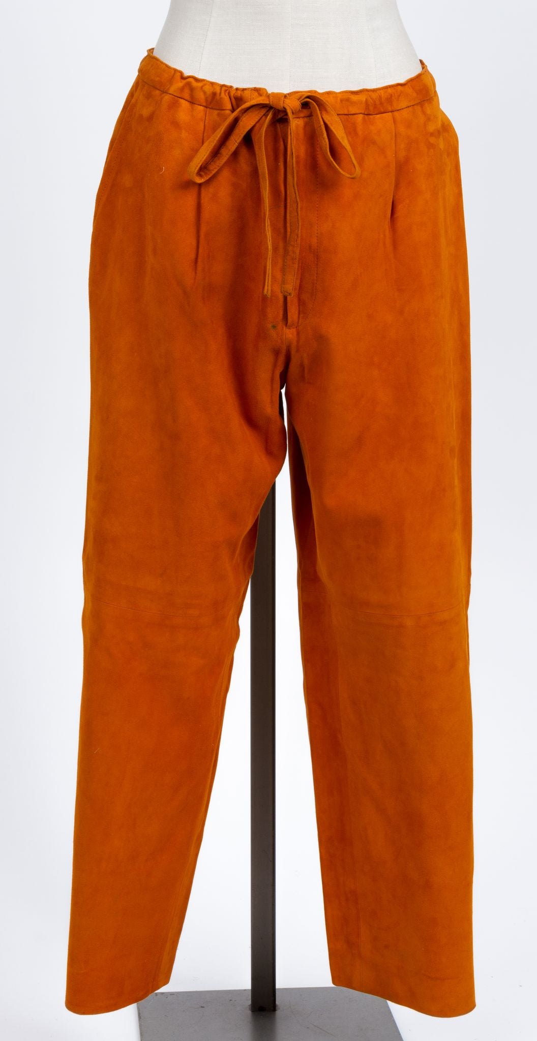 Orange Suede Wide Leg Pants