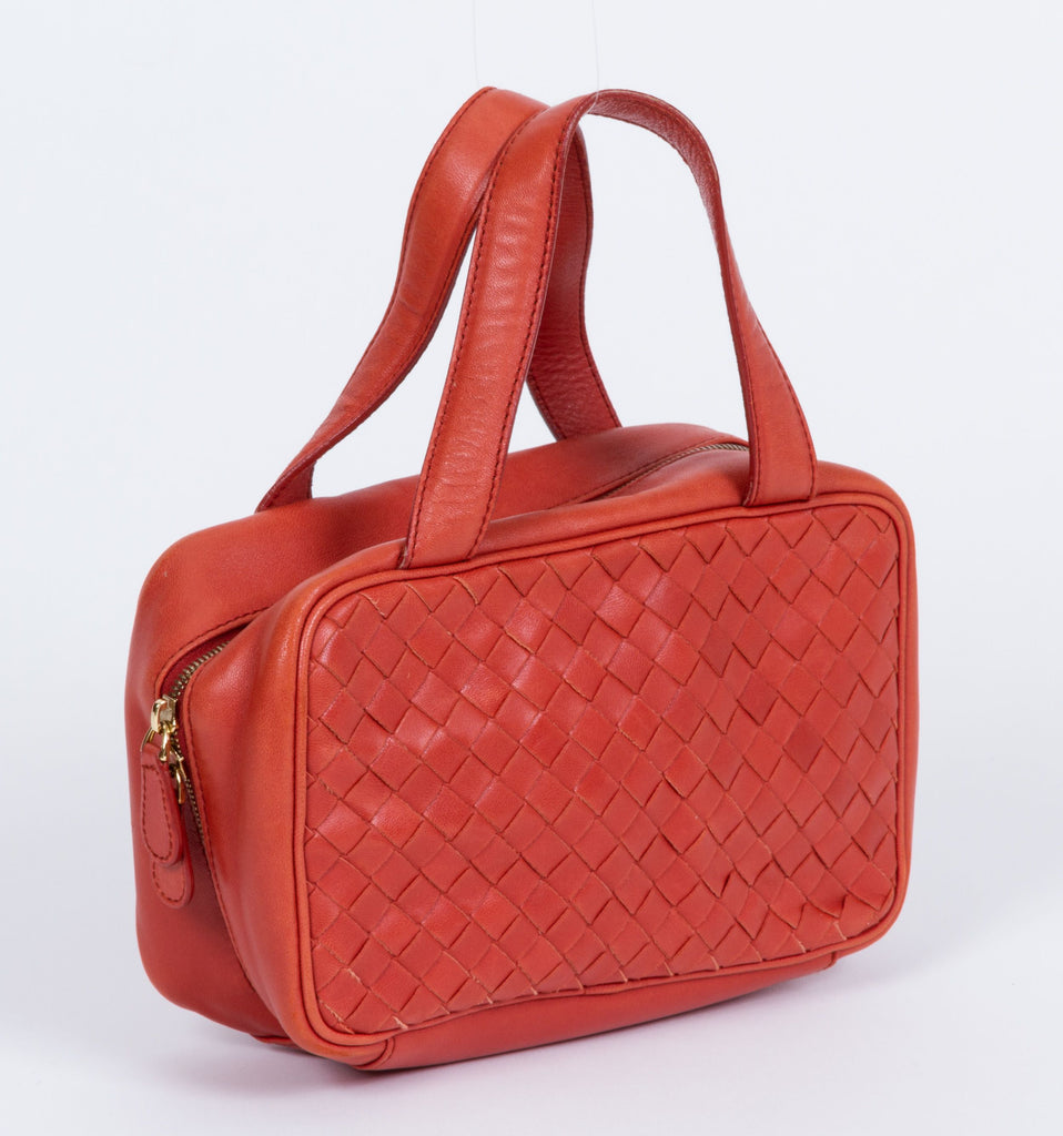 Bottega Rust Woven Zipped Handbag