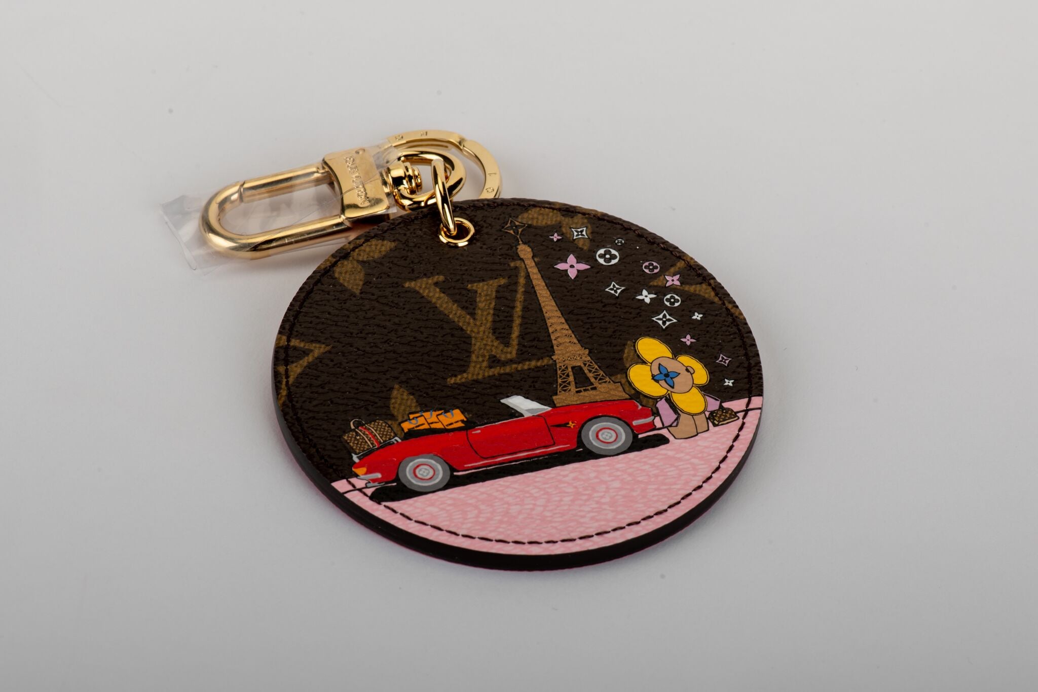 Louis Vuitton Goldtone Metal LV Circle Key Holder and Bag Charm