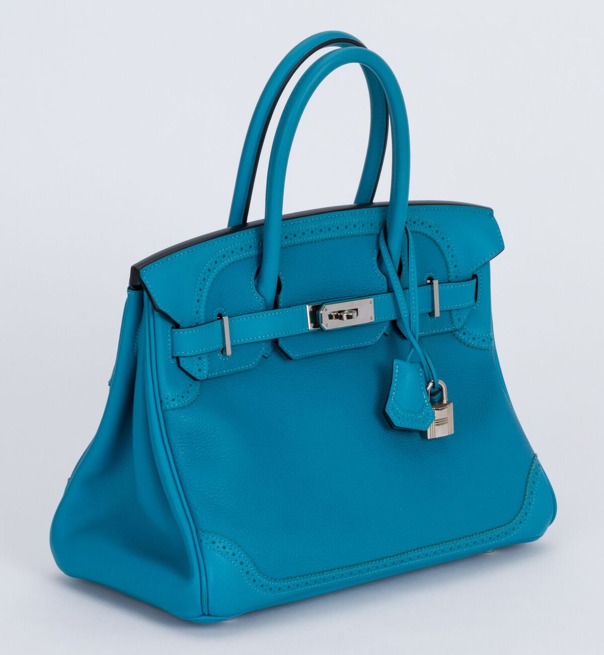 HERMES KELLY 35 Ghillies Togo leather/Swift leather Turquoise blue