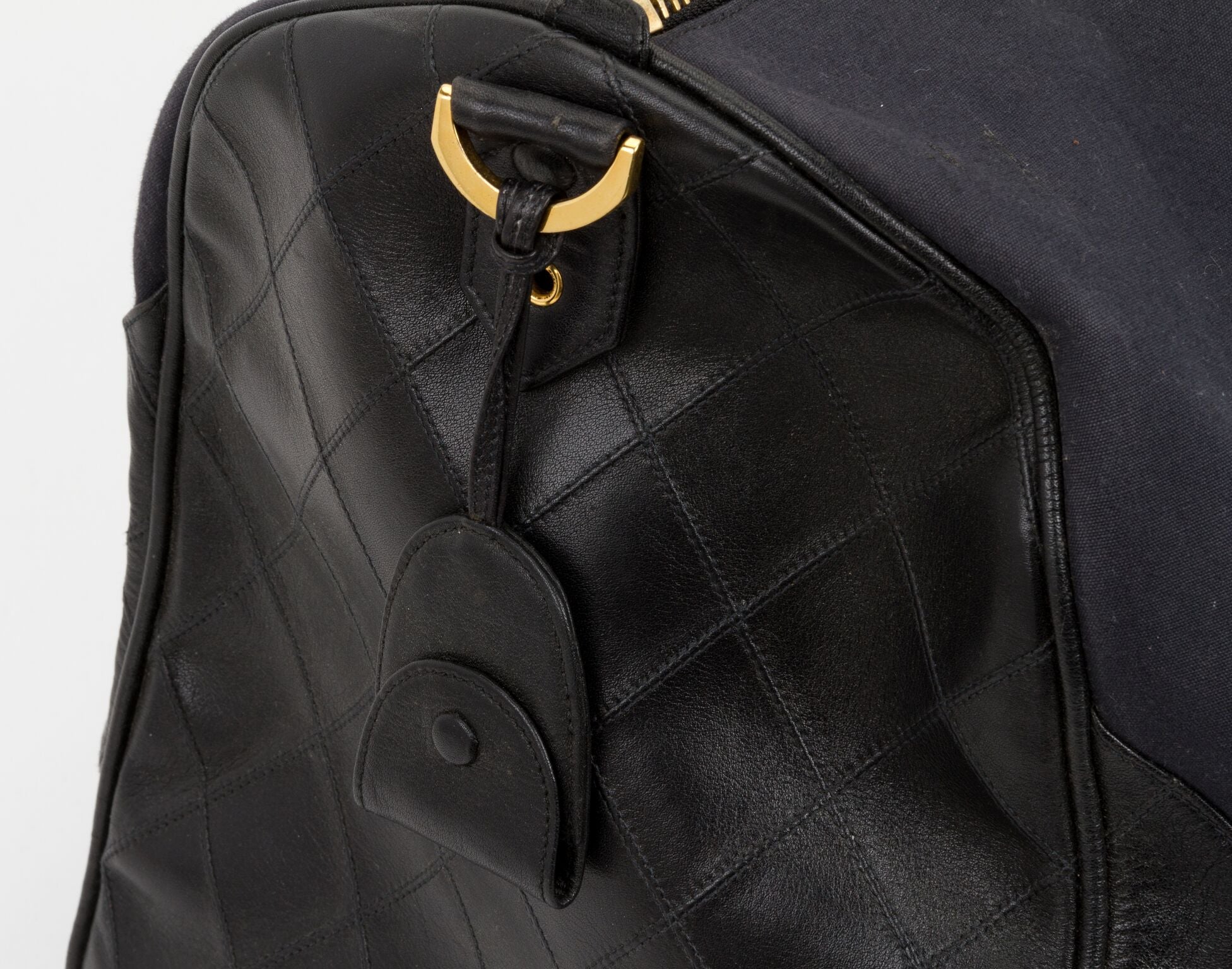 Dune Black Leather Duffle Bag, Made in Italy