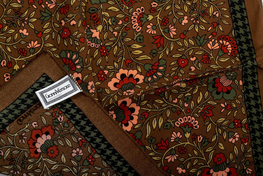 Versace Vintage Silk Brown Small Scarf