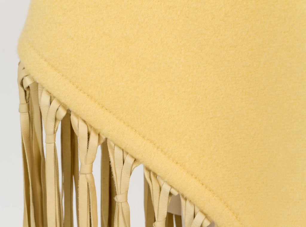 Hermes Cashmere Leather Yellow Shawl