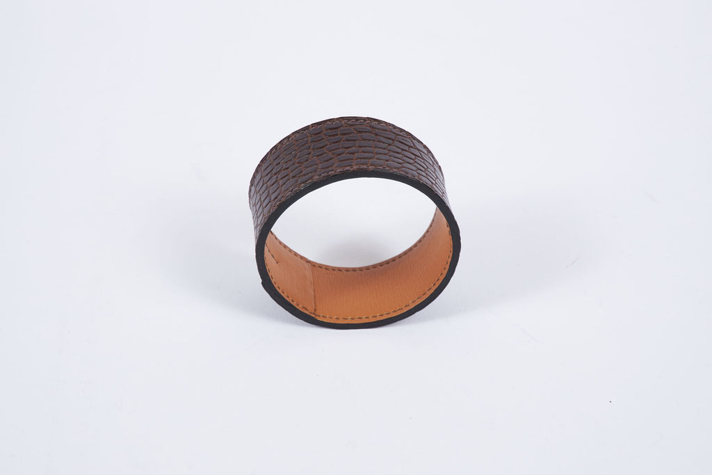 Hermès Brown Croc-Leather Cuff