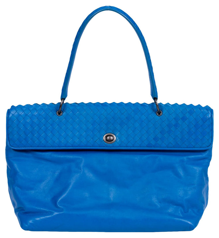 Bottega Veneta Turquoise Woven Handbag