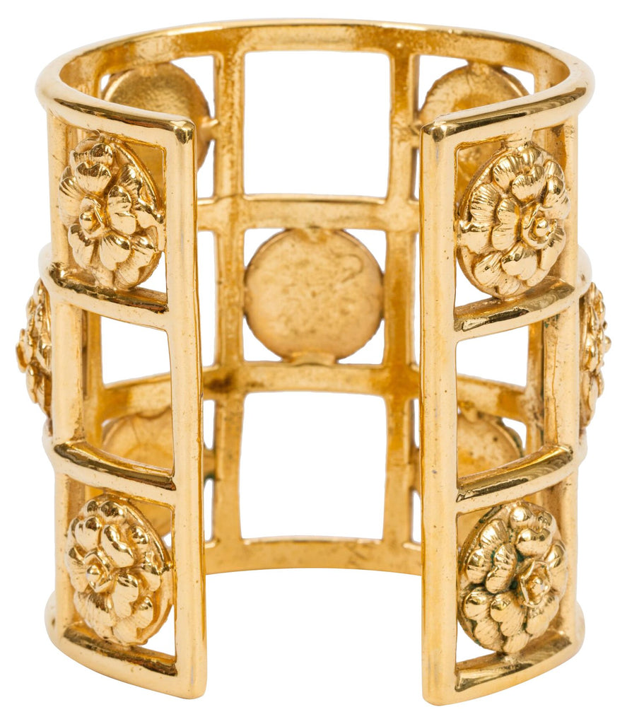 Chanel 70s Camellia Cage Cuff Bracelet