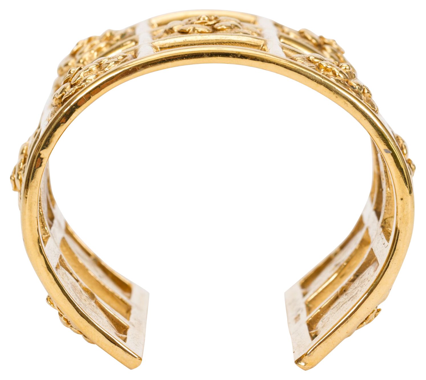 Chanel 70s Camellia Cage Cuff Bracelet - Vintage Lux