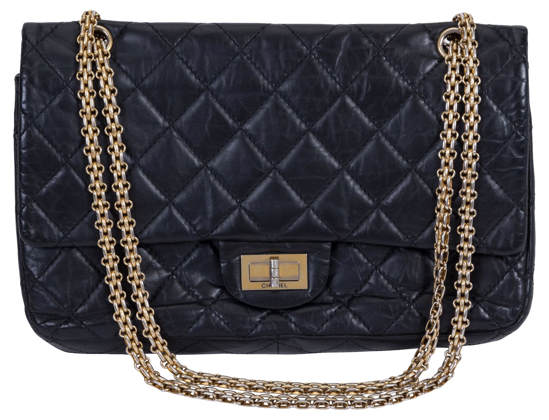 Chanel Reissue Black Gold Jumbo Flap Bag - Vintage Lux