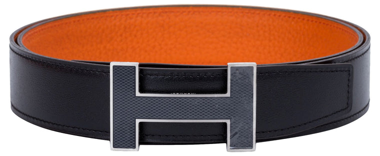 Hermès Black & Orange Unisex H Belt