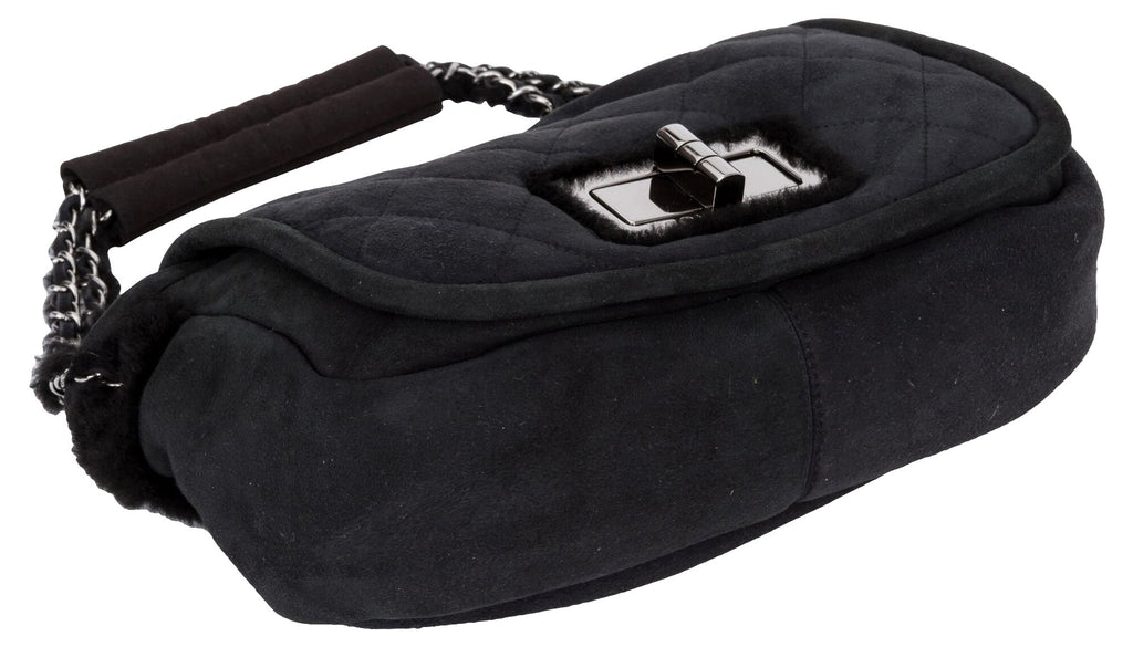 Chanel Black Shearling Shoulder Bag