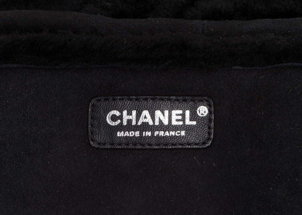 Chanel Black Shearling Shoulder Bag